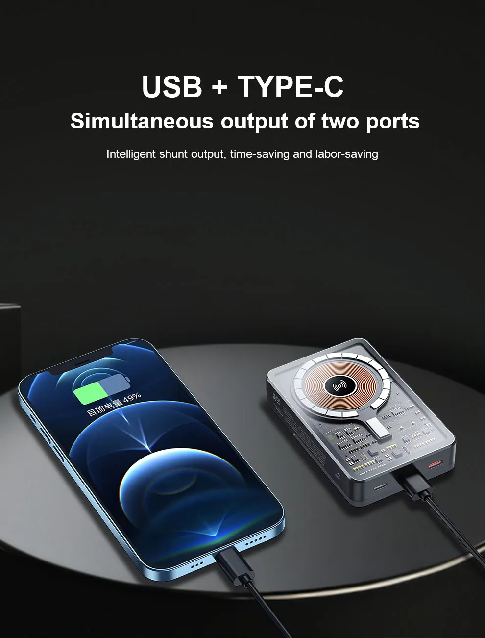 USB and type-C ports can be used at the same time USB and type-C ports can be used at the same time